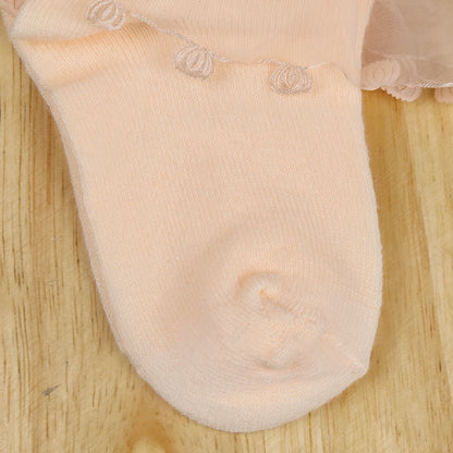 Girls Cotton Lace Socks, Polka Dot Print