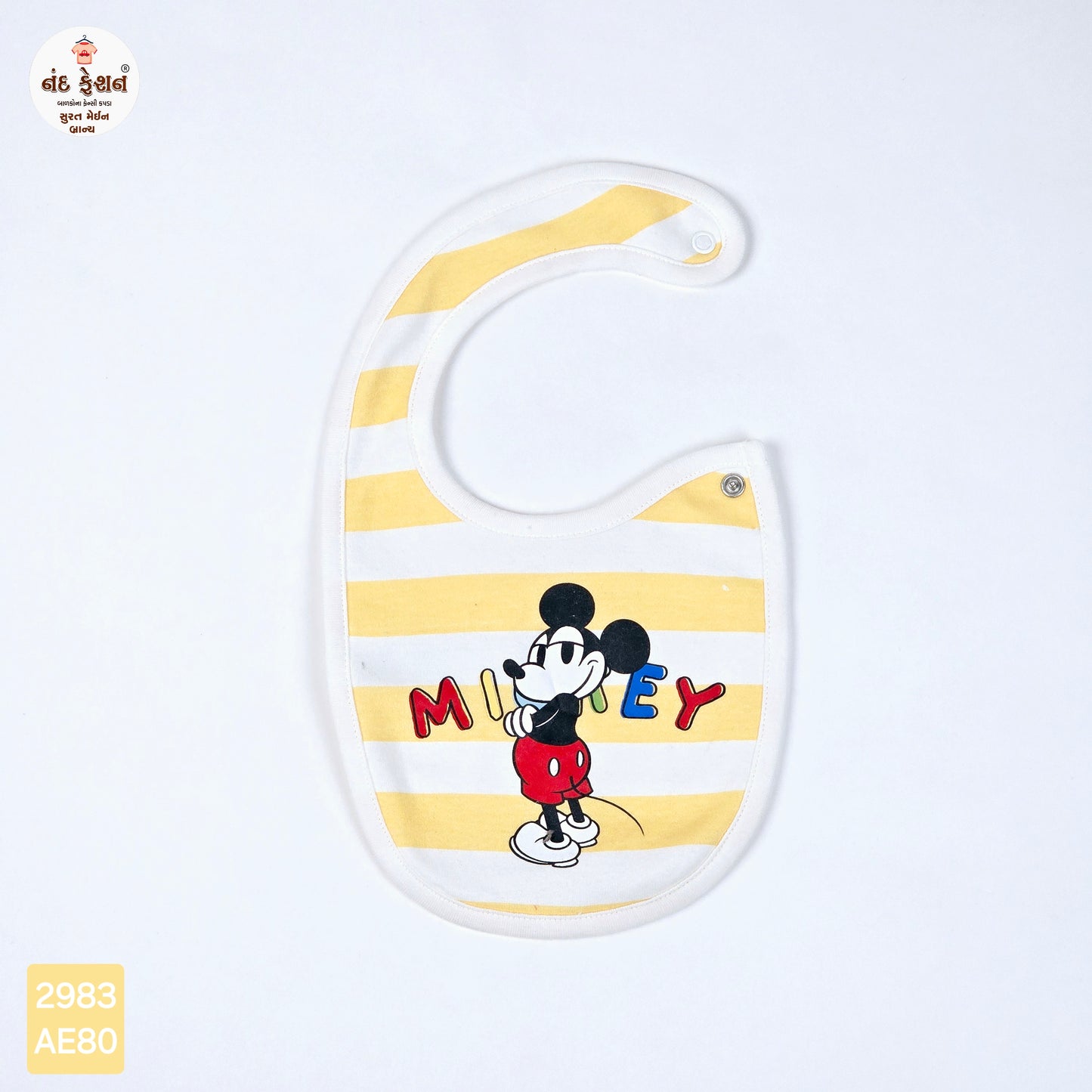 Boys & Girls Causal Bibs With Micky In Lining Patterrn