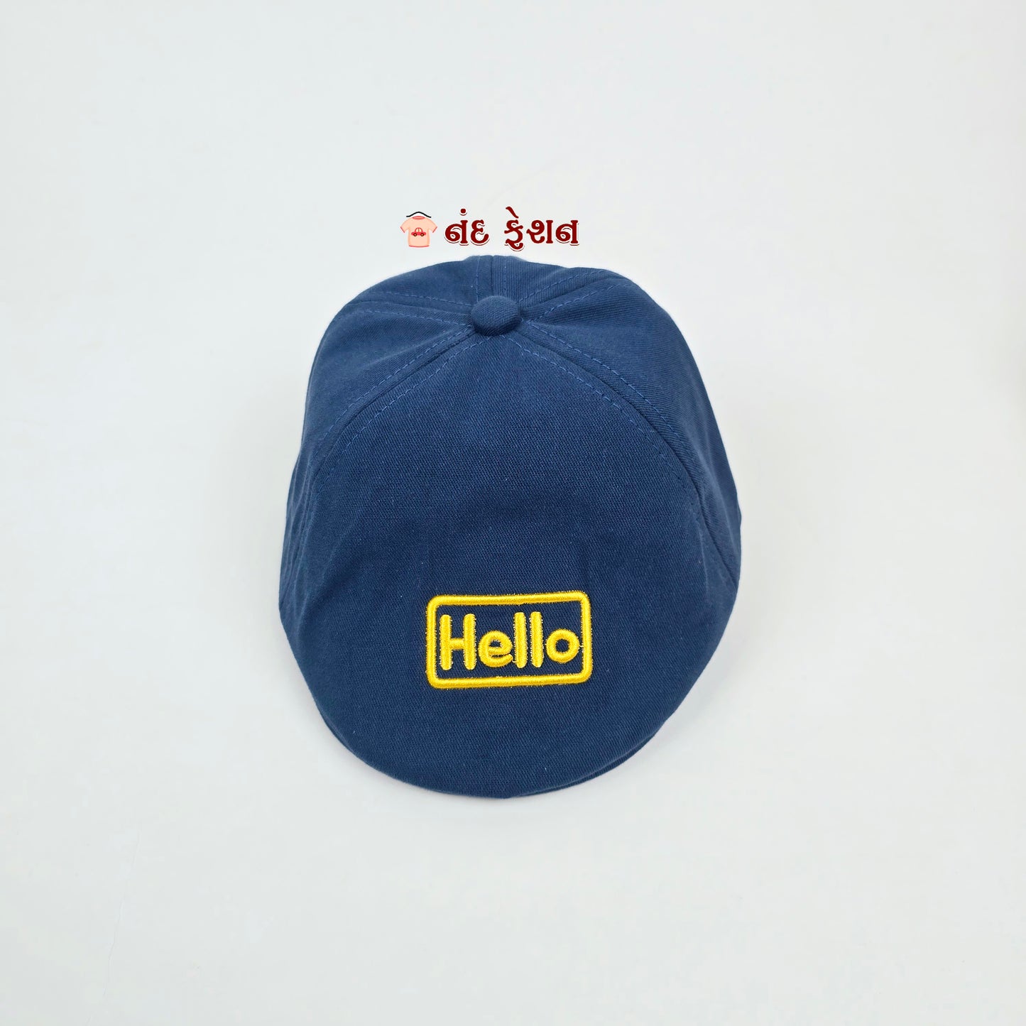 Cotton kids cap and with embroidery designs hello word