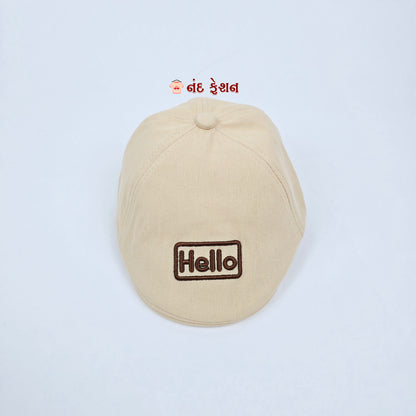 Cotton kids cap and with embroidery designs hello word