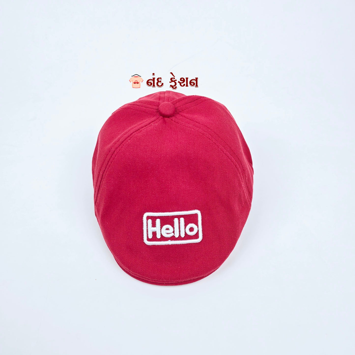 Cotton kids cap and with embroidery designs hello word