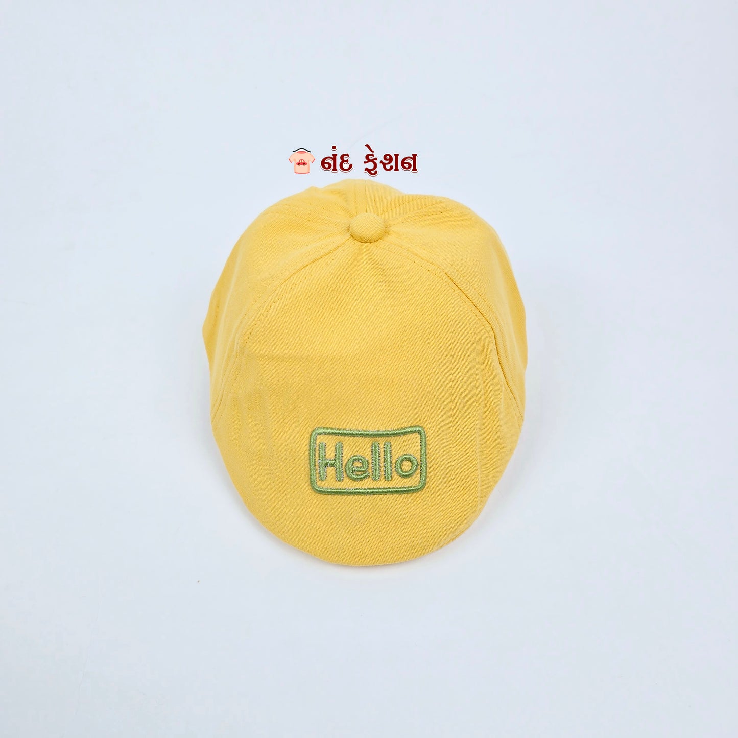 Cotton kids cap and with embroidery designs hello word