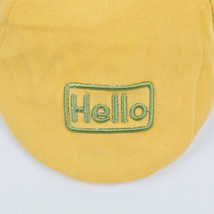 Cotton kids cap and with embroidery designs hello word