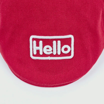 Cotton kids cap and with embroidery designs hello word