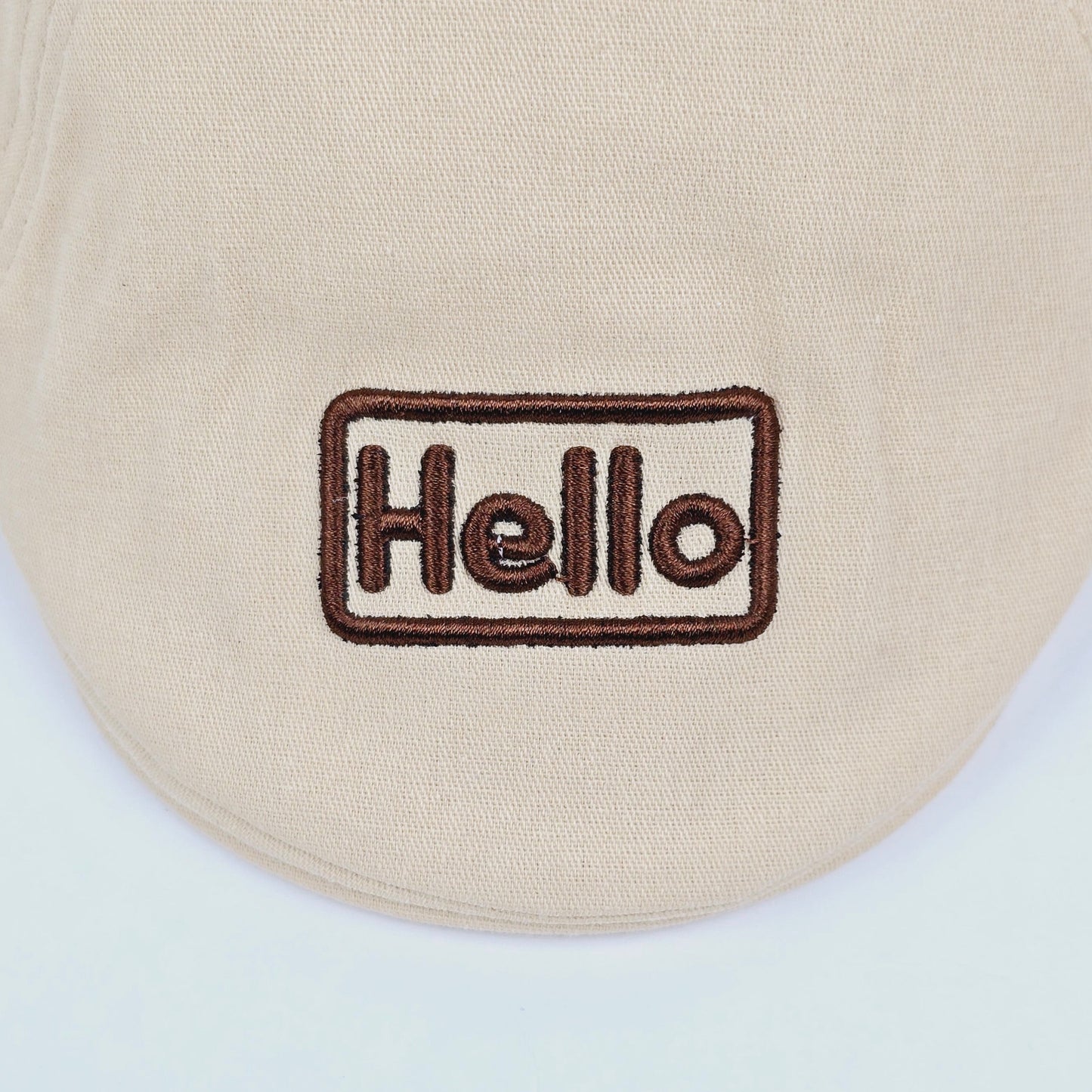 Cotton kids cap and with embroidery designs hello word