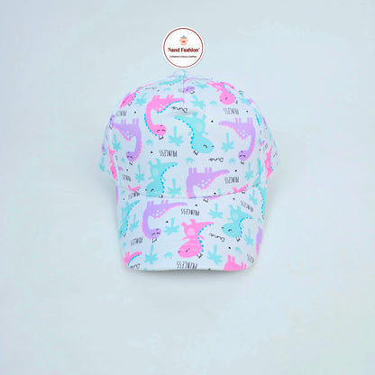 IMPORTED Cap With Soft Fabrics white & pink with unicorn,donates design for kids