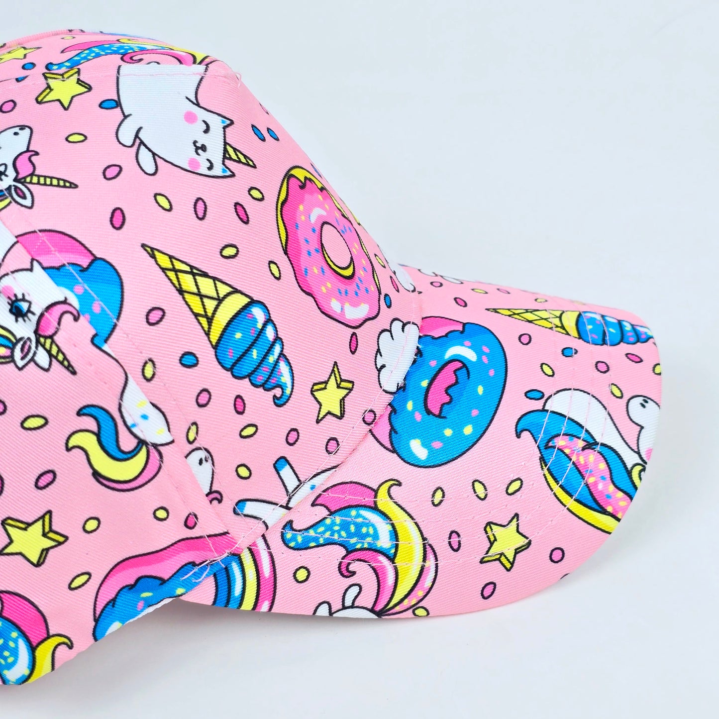 IMPORTED Cap With Soft Fabrics white & pink with unicorn,donates design for kids