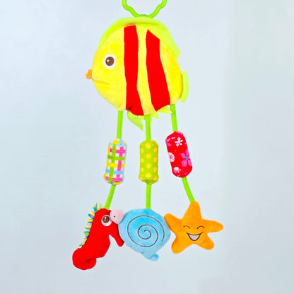 Poplins Fish Yellow Hanging Rattle Toy With Wind Sound Bell