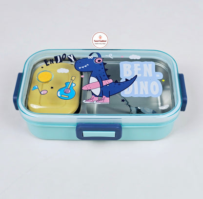 Stainless Steel Double Compartment Lunch Box With Spoon