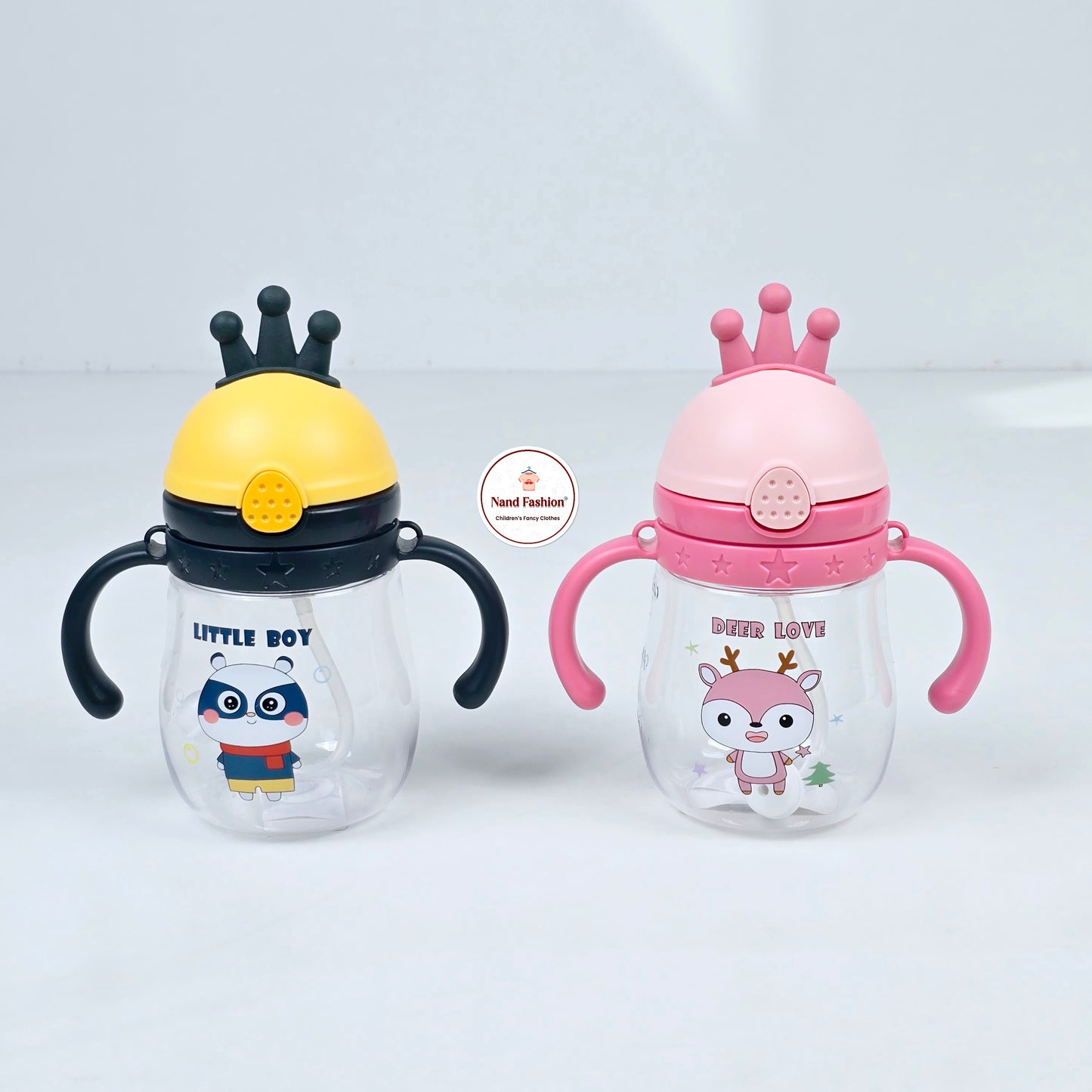 Cartoon Printed Crown Shaped Plastic Water Bottle