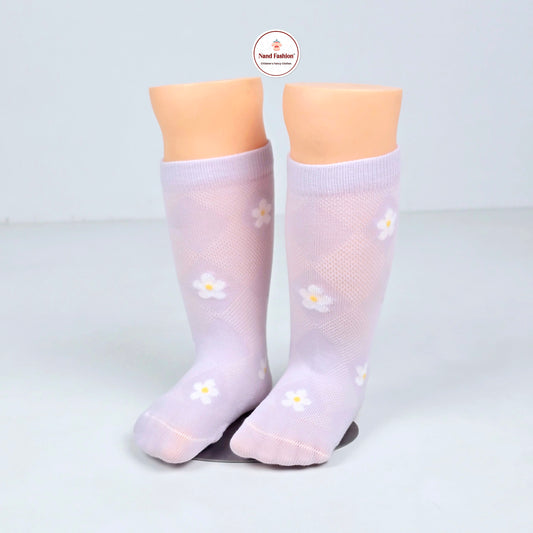 IMPORTED Purple Socks With Good Fabrics with flower pattern