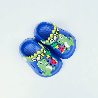 Parrot ,White, Pink,Yellow and Blue crocs with dinosaur pattern