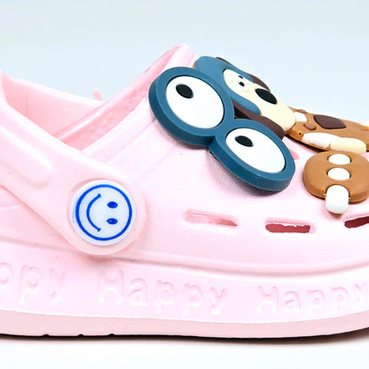 Blue and Pink Color Crocs with Cartoon Pattern