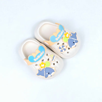 Blue, white and pink fish pattern crocs with soft fabric