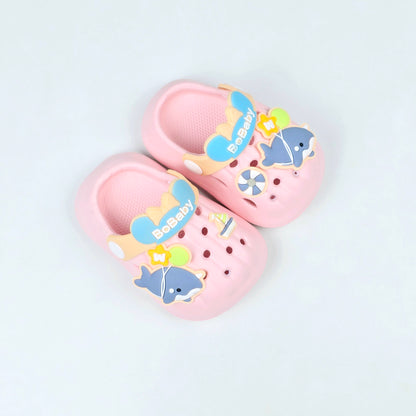 Blue, white and pink fish pattern crocs with soft fabric