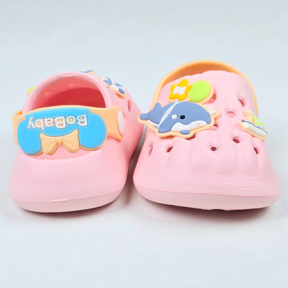 Blue, white and pink fish pattern crocs with soft fabric