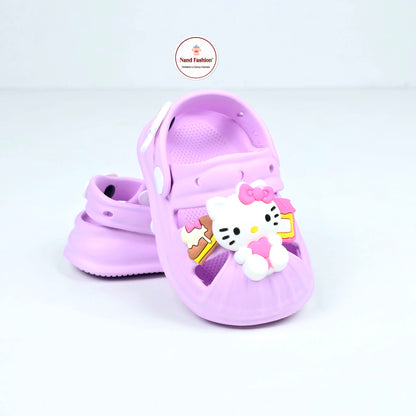 Purple , Pink and white color kitty pattern crocs with soft fabric