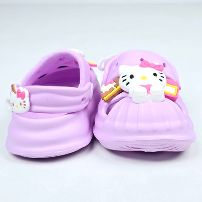 Purple , Pink and white color kitty pattern crocs with soft fabric