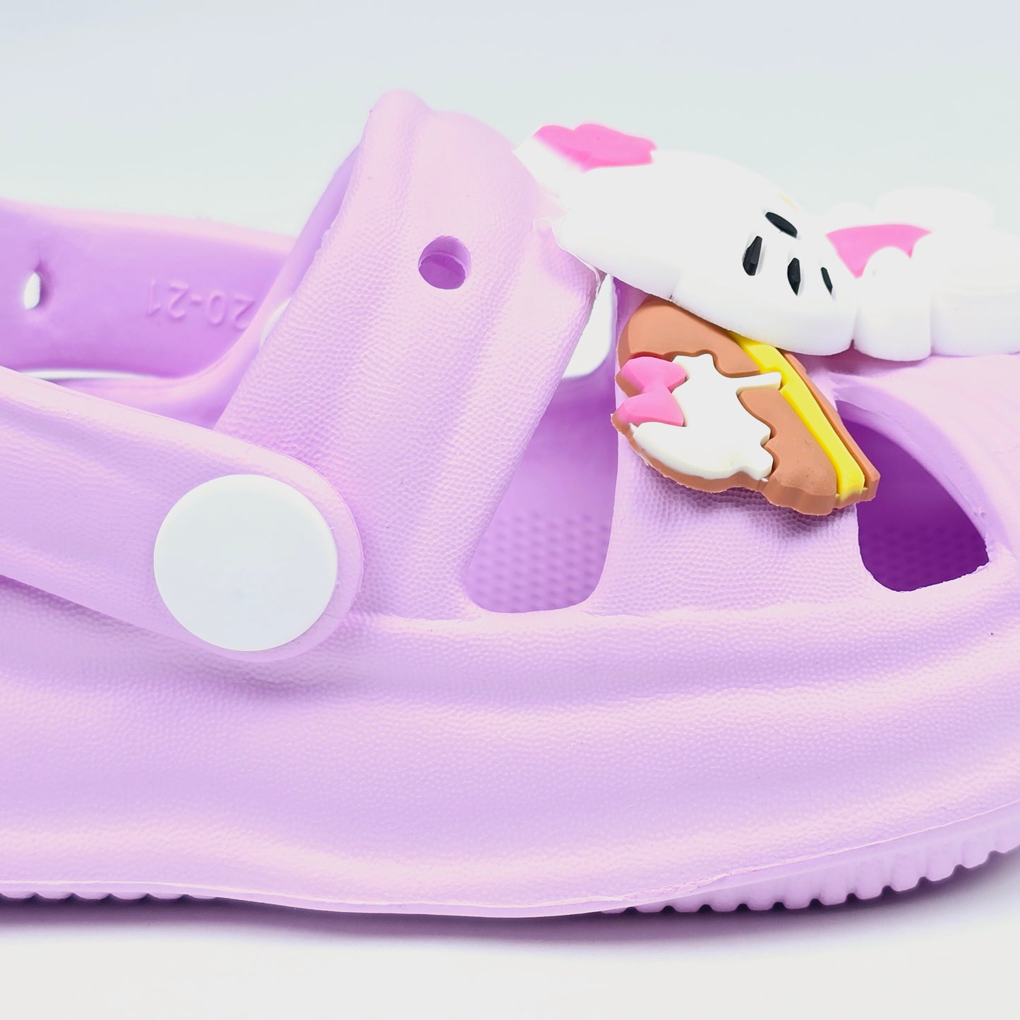 Purple , Pink and white color kitty pattern crocs with soft fabric