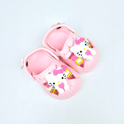 Purple , Pink and white color kitty pattern crocs with soft fabric