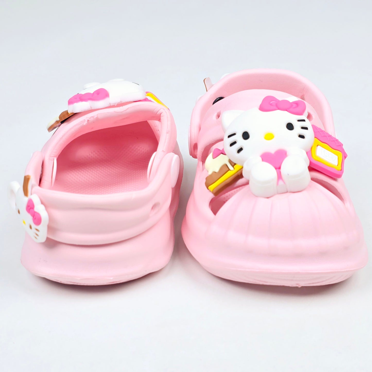 Purple , Pink and white color kitty pattern crocs with soft fabric