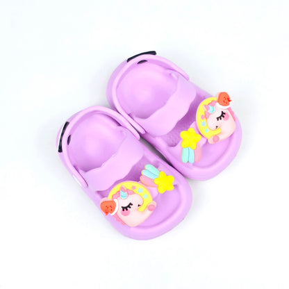 Purple , White and pink soft fabric crocs with Unicorn Pattern