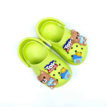 Navy Blue and Parrot soft fabric crocs with cartoon pattern