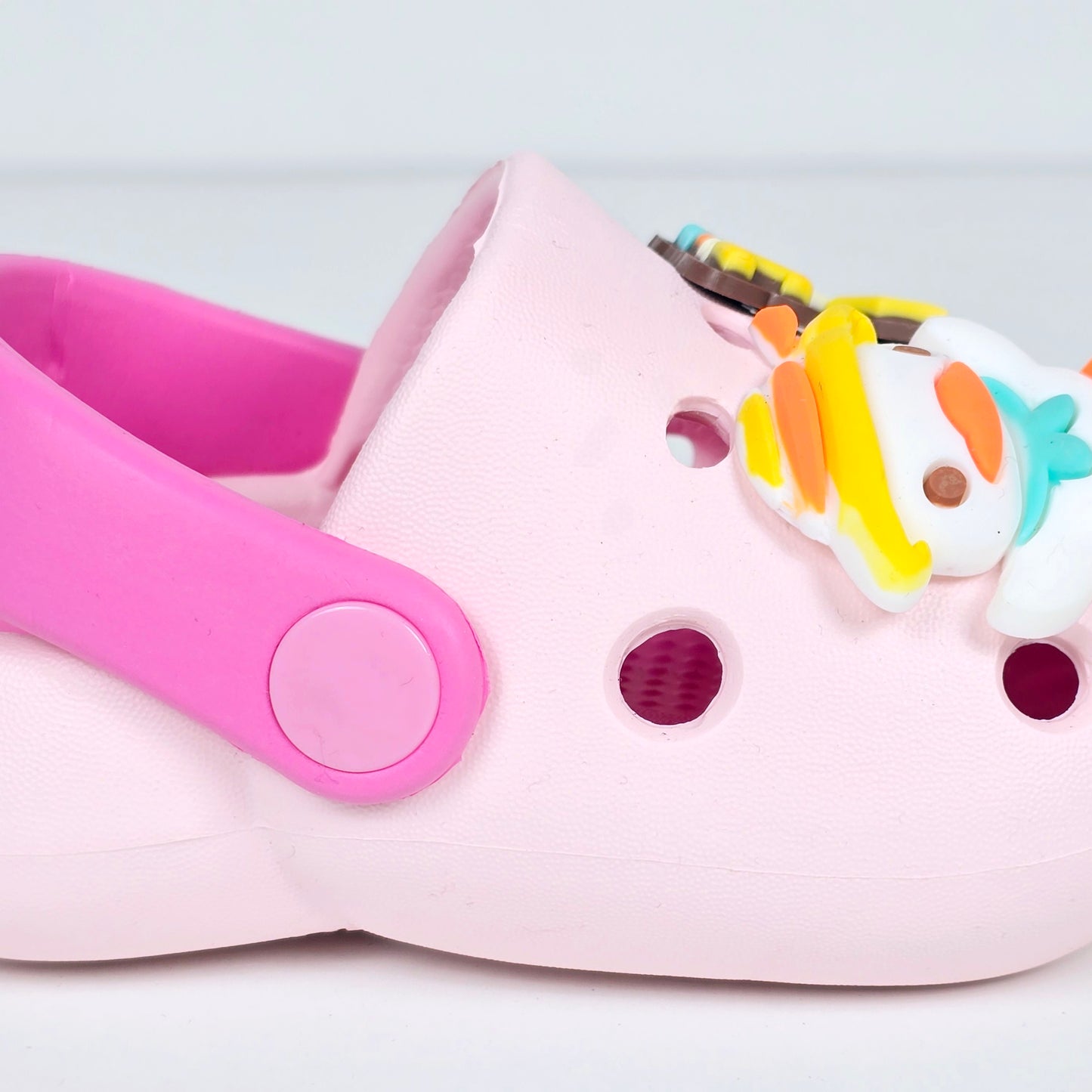 Navy Blue , Light Pink , White and Light purple duck pattern crocs