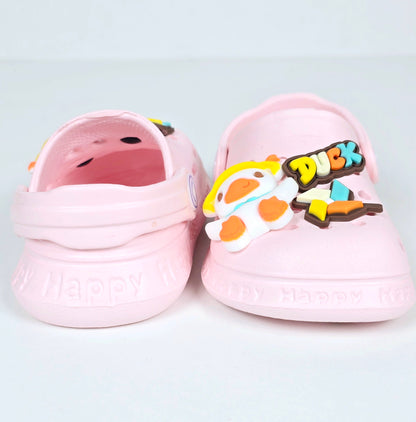 Sky Blue , Navy Blue and Rose Pink color crocs with duck pattern