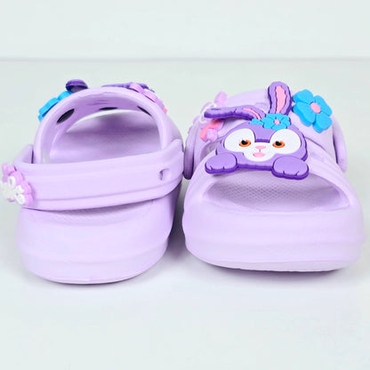 Pink , lavender and peach sandal with unique cartoon pattern