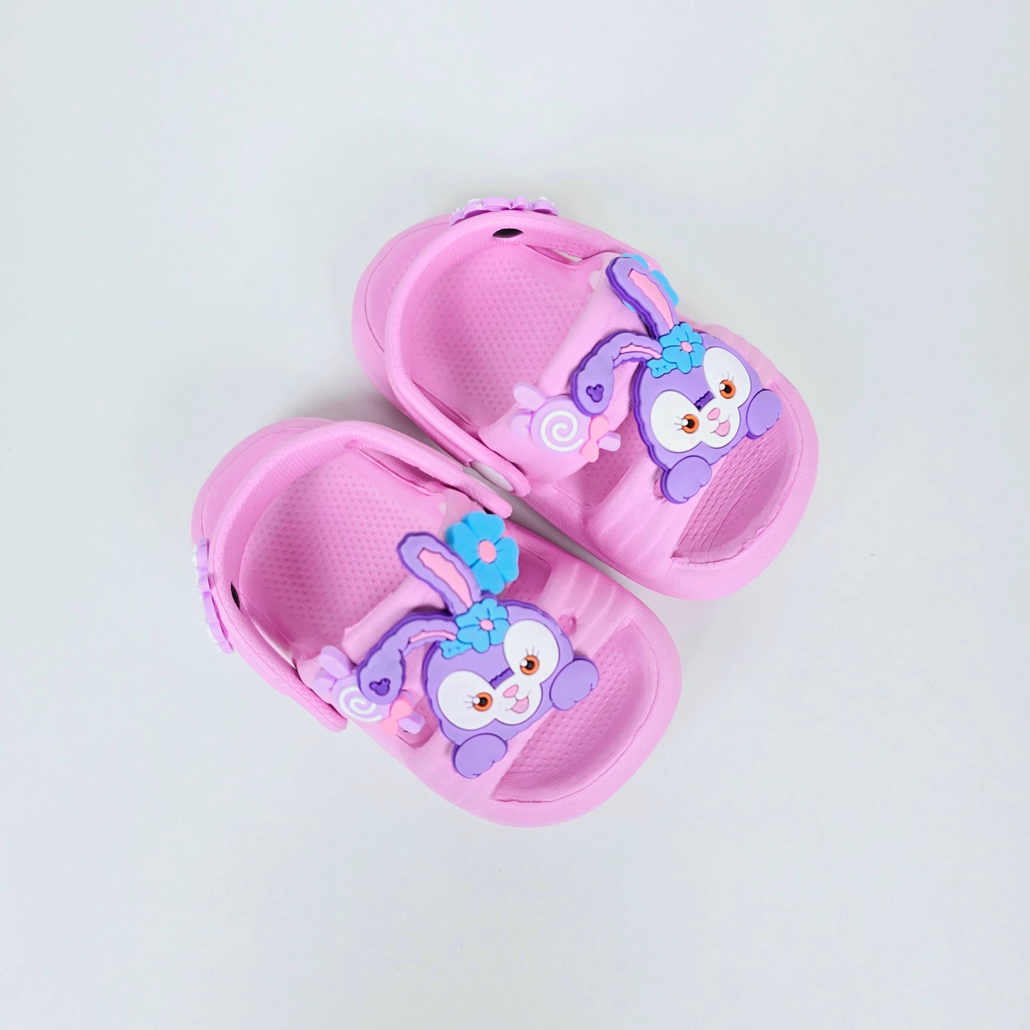 Pink , lavender and peach sandal with unique cartoon pattern