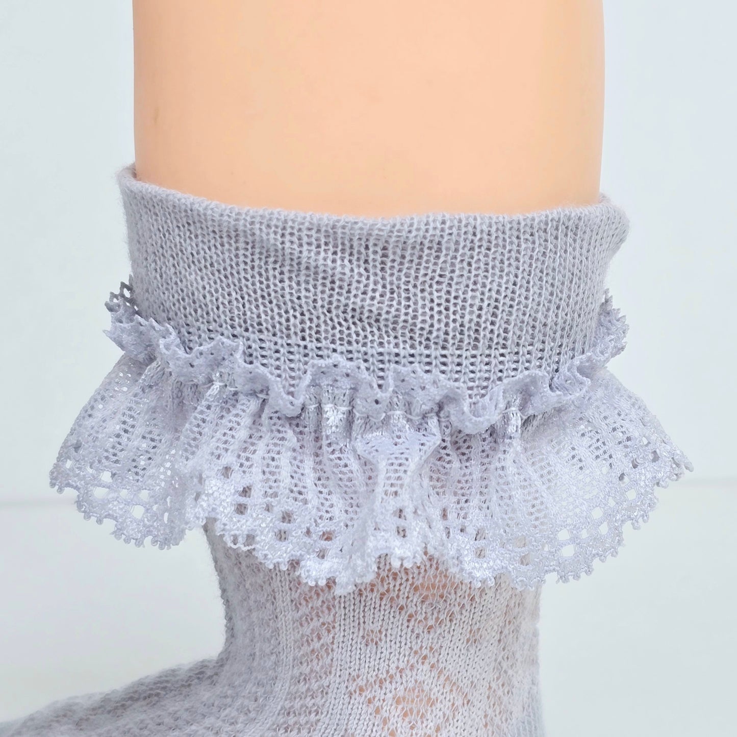 Grey and Light Purple Ruffled pattern socks for kids