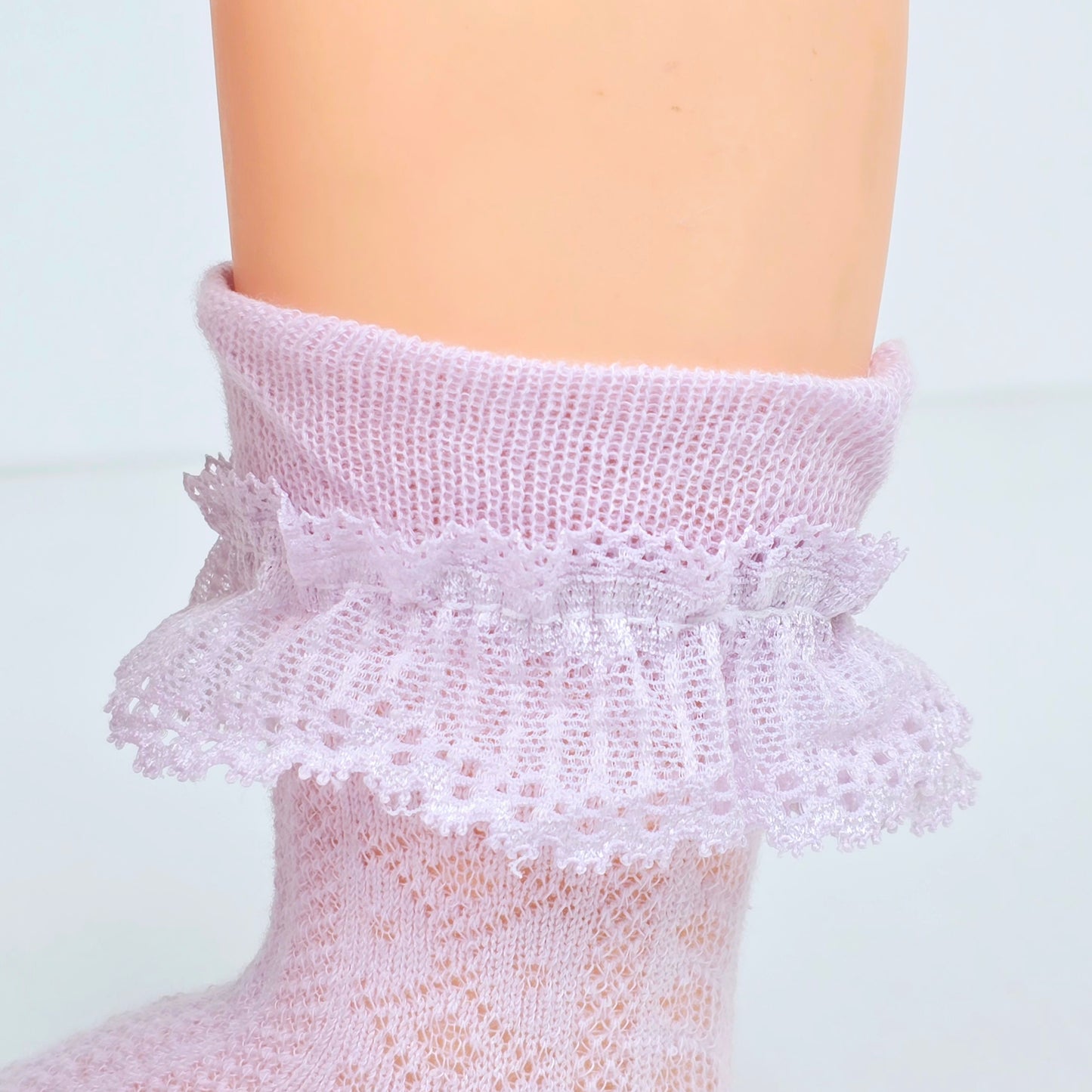 Grey and Light Purple Ruffled pattern socks for kids