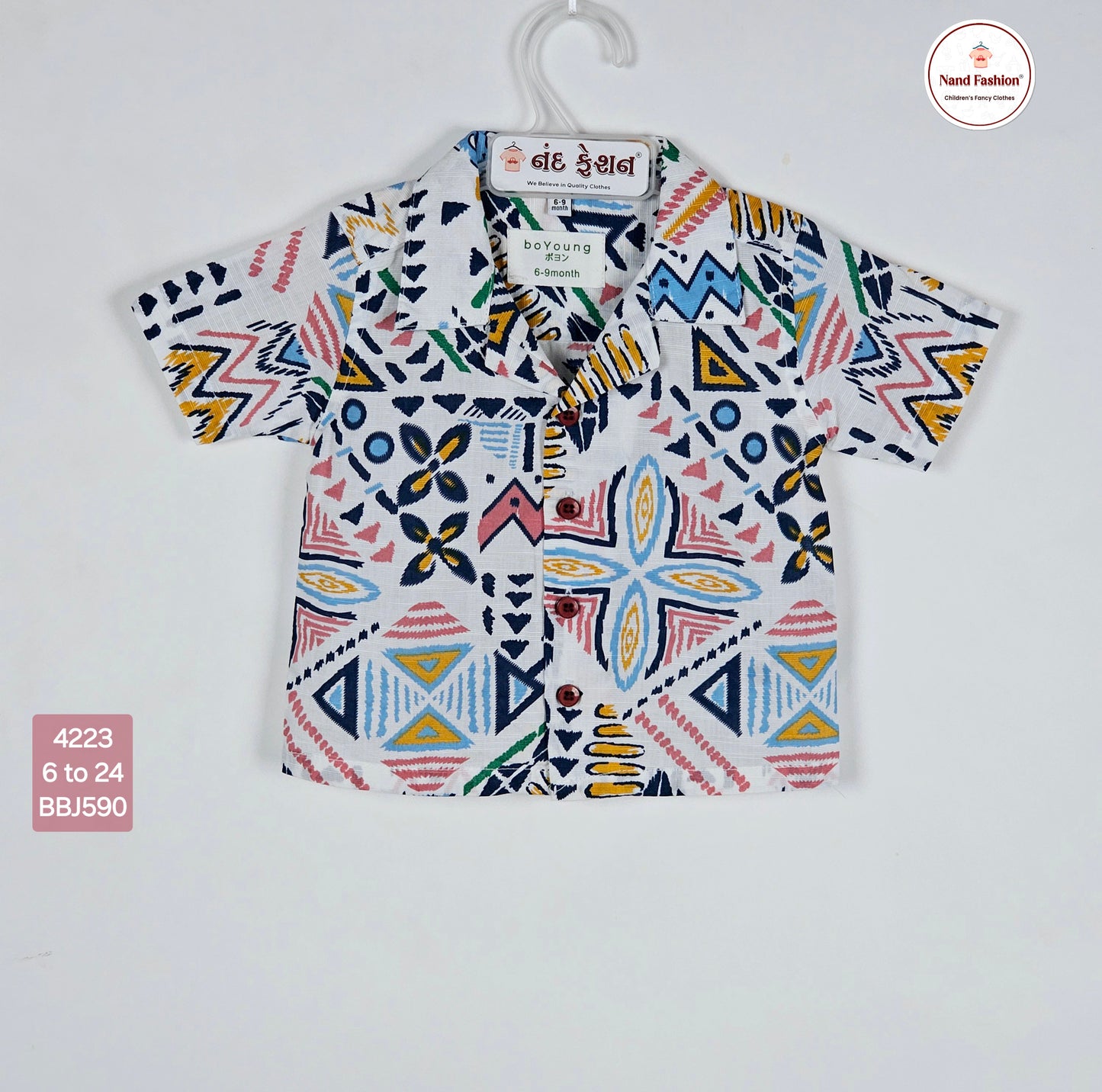 Multi color printed soft cotton boys shirt