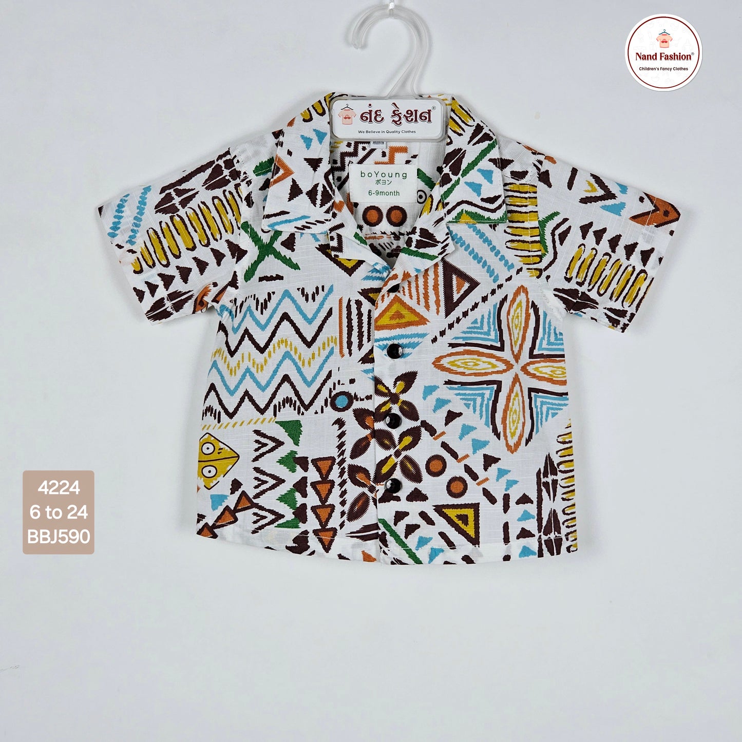 White and multi color printed boys shirt for boys