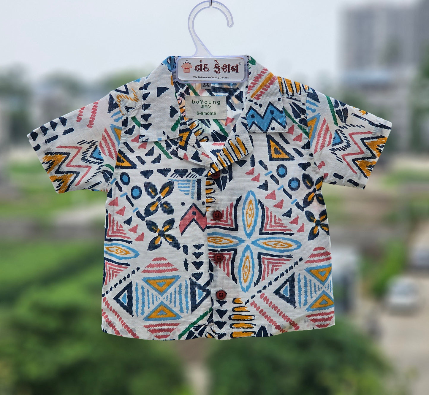 Multi color printed soft cotton boys shirt