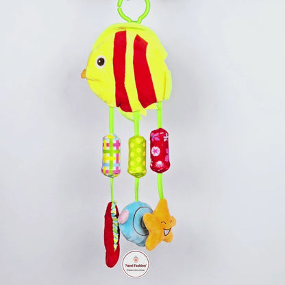 Poplins Fish Yellow Hanging Rattle Toy With Wind Sound Bell